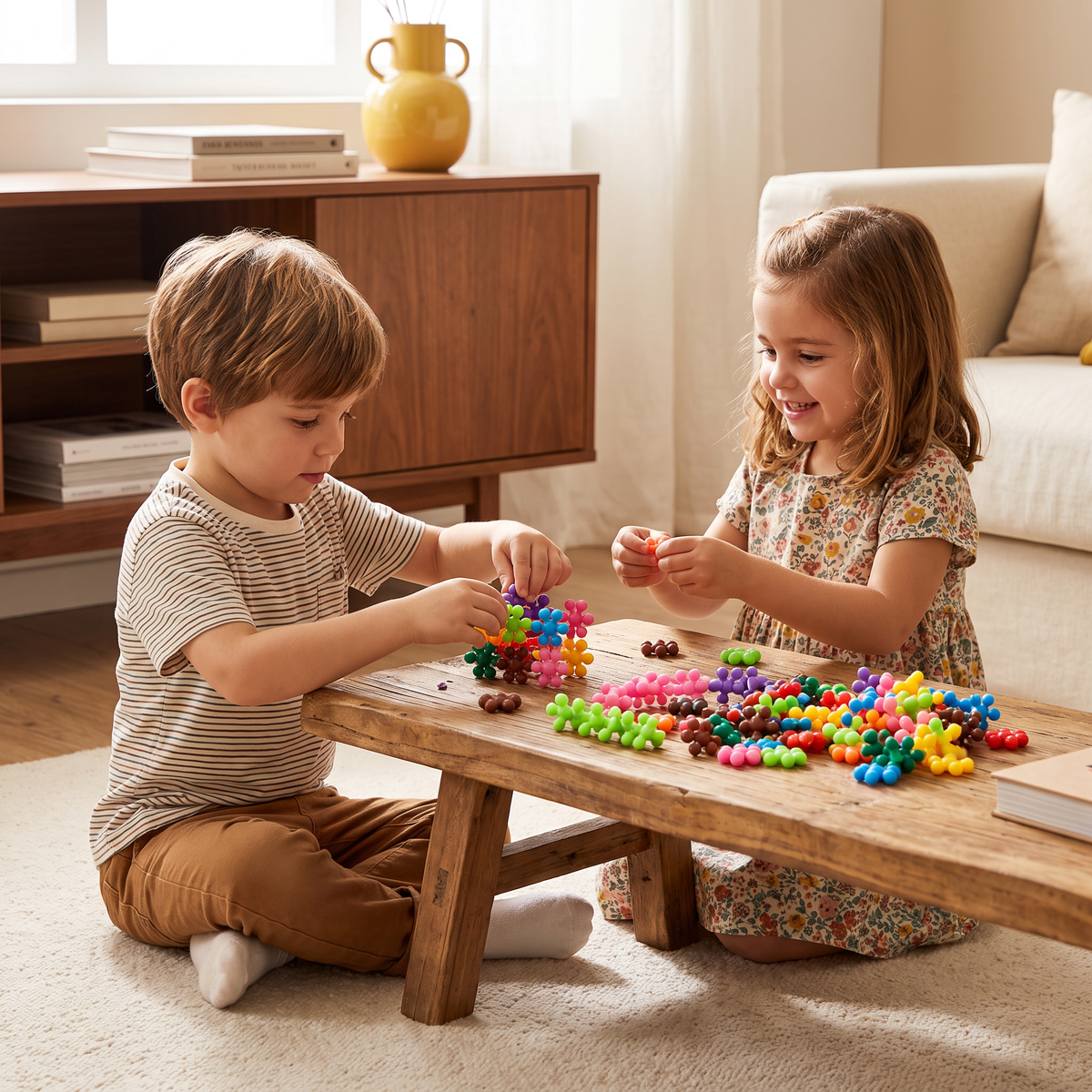 Set de Bloques de Construcción Montessori en Forma de Flor de Ciruelo