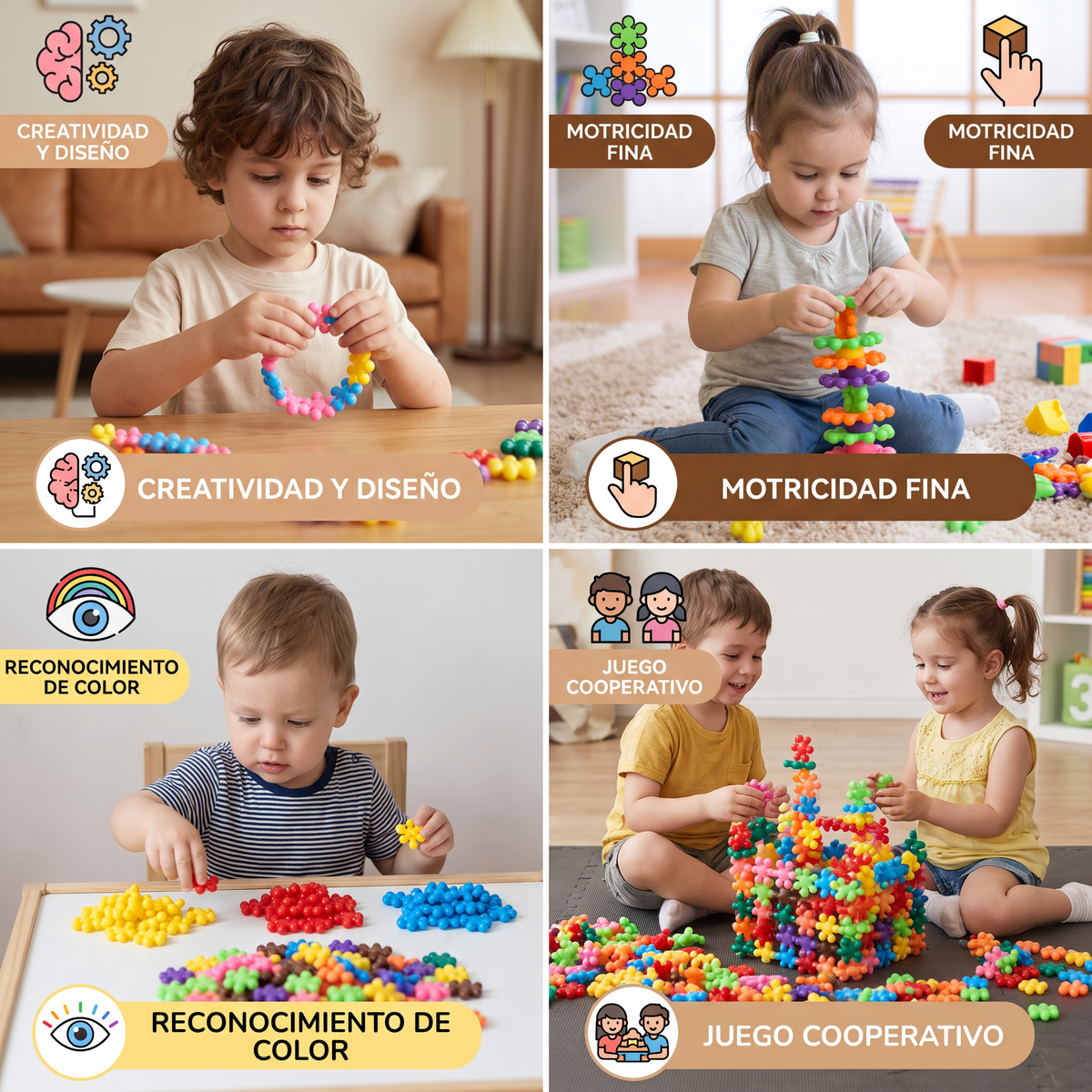Set de Bloques de Construcción Montessori en Forma de Flor de Ciruelo