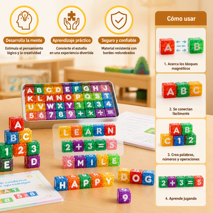 Set Educativo Magnético de 40 Piezas con Letras y Números – Juguete Montessori STEM para Niños