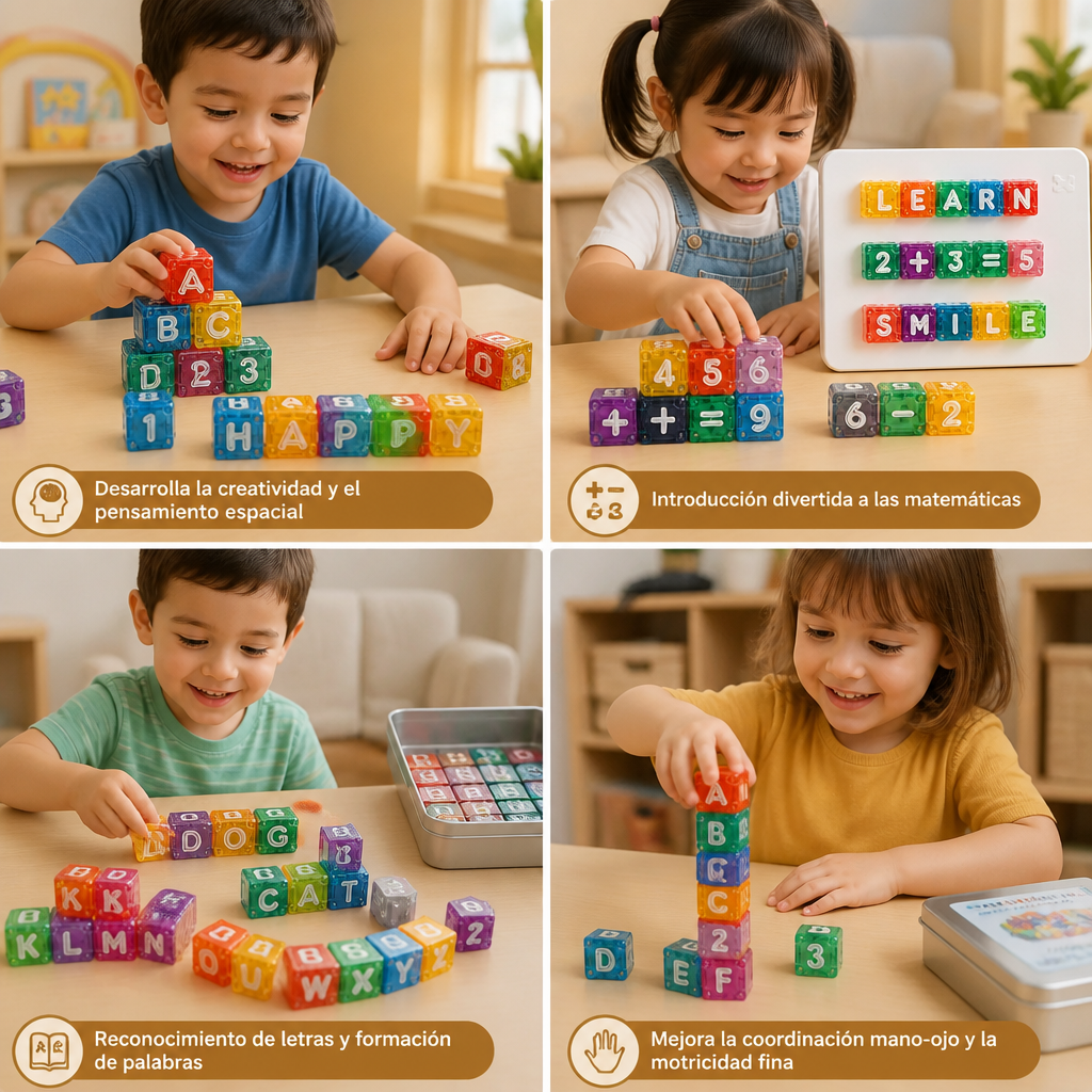 Set Educativo Magnético de 40 Piezas con Letras y Números – Juguete Montessori STEM para Niños