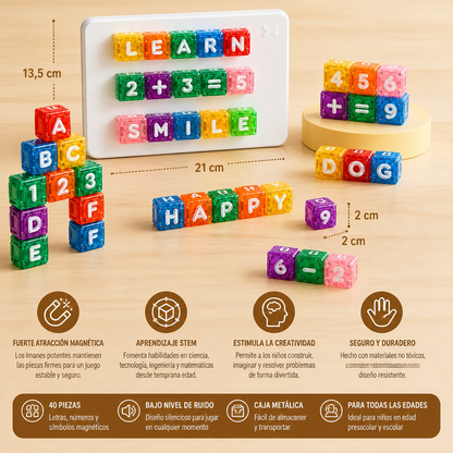 Set Educativo Magnético de 40 Piezas con Letras y Números – Juguete Montessori STEM para Niños