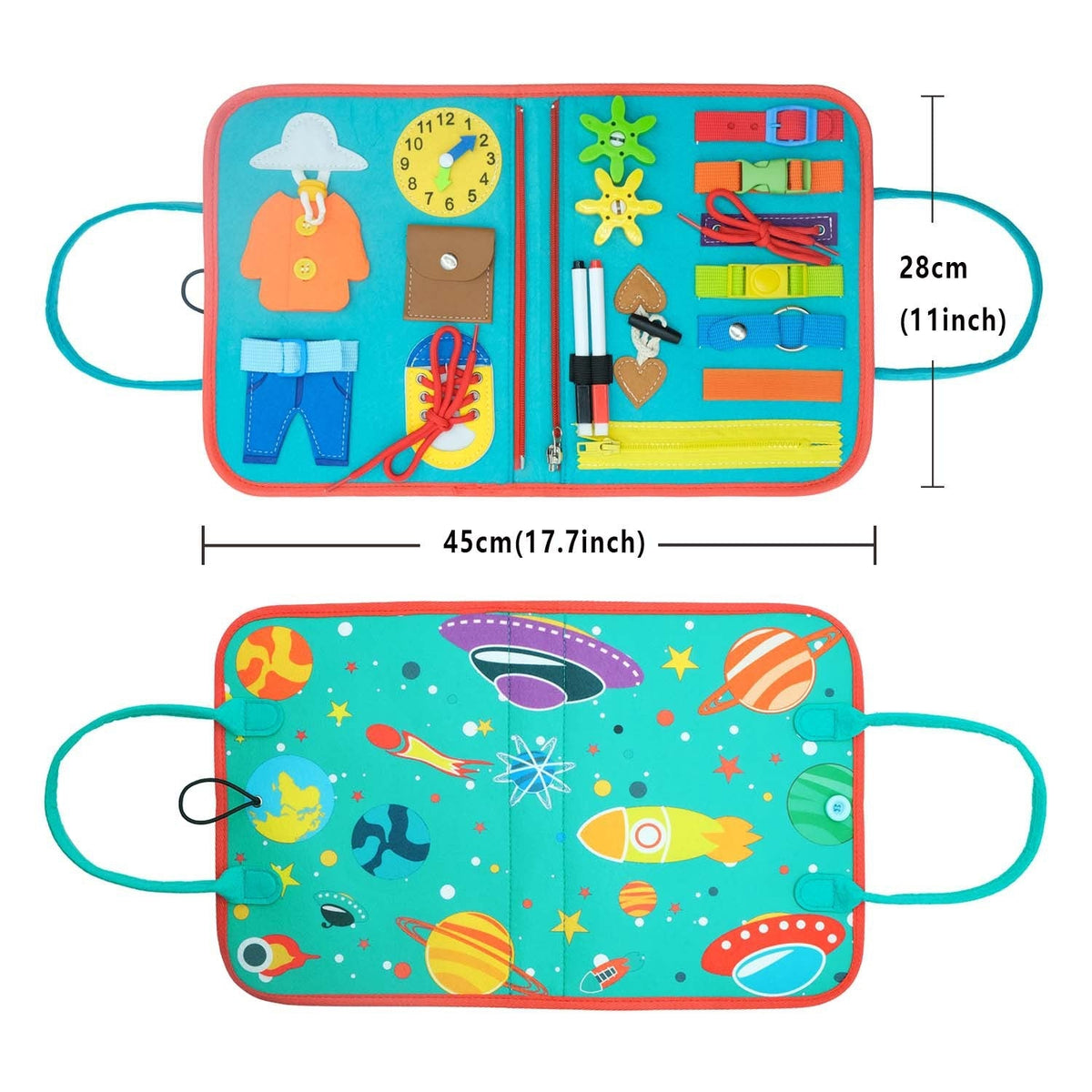 Tablero Montessori para niños pequeños ⎜ Libro de actividades de fieltro para aprender números, letras y motricidad fina