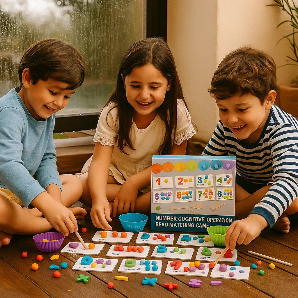 Rompecabezas matemático Montessori para niños ⎜ Juego educativo de emparejamiento de cuentas para reconocer números y desarrollar habilidades de conteo